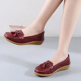 Summer Leather Women's Shoes Moccasins Platform Soft Boat Cutout Flats Casual Low Heel Nurse Lolita MartLion   