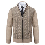 Men's Knit Jacket Fleece Cardigan Zipper Sweater Clothes Luxury Brown Jersey Casual Warm Jumper Harajuku Coat MartLion KHAKI 8931 M 50-62KG 
