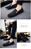 Men's Slip-On Canvas Shoes Loafers Breathable Sneakers Casual Soft Non-slip Driving Flats Black Mart Lion   