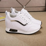 Inside Elevated Height Women's Shoes Korean Style White Autumn Wedges Casual Sneakers De MartLion   