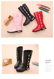  Girls Boots Autumn Winter Kids Princess Lace Pearls with Bow-knot Sweet Warm Cotton Fur Lining Children Long High MartLion - Mart Lion