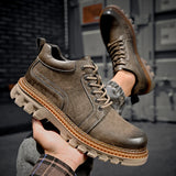 Leather Men Boots Cow Leather Upper Durable Sole Lace up Winter Boots Leisure Outdoor Shoes For Man MartLion