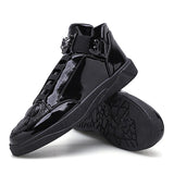 Autumn Men's Casual Sneakers Patent Leather Ankle Boots High-top Basketball Trainers Breathable Sport Shoes Mart Lion   