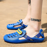 Men's Sandals Summer Flip Flops Slippers Outdoor Beach Casual Shoes Water Masculina Mart Lion Blue 39 