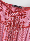 Female Pink Embroidery Dress Square Collar Sleeveless Backless Long Summer Dresses Beach Style Women's Dress MartLion   