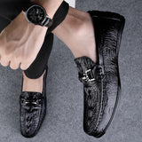 Genuine Leather Men's Casual Shoes Luxury Loafers Moccasins Breathable Slip on Black Driving MartLion   