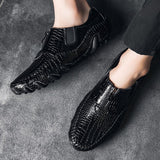 Men's Loafers Genuine Leather Casual Shoes Classic Crocodile Pattern Moccasins Light Boat Footwear Mart Lion   