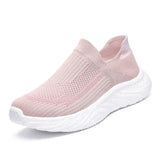Soft-sole Walking Men's Shoes Lightweight Casual Sneakers Breathable Slip on Loafers Unisex Women MartLion Pink 44(27.0CM) 