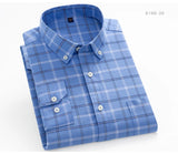 Men's Long Sleeve Plaid Checkered Heavy Cotton Shirt Single Patch Pocket Casual Shirts MartLion   