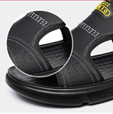 Men‘s Summer Cow Leather Sandals Designer Leisure Sports Driving Outside Wear Beach Shoes Air Cushion Slippers MartLion   
