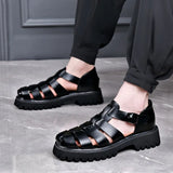 Platform Genuine Leather Sandals Outdoor Sneaker Beach Rubber Flip Flops Water Trekking Summer Men's Classic Roman Sandals Slipper MartLion   