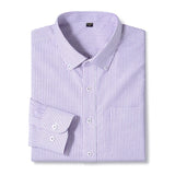 Men's Casual Cotton Oxford Shirt Single Patch Pocket Long Sleeve Standard-fit Button-down Plaid Shirts MartLion 2635-9 45-55kg 38 