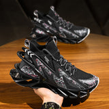 High-top Men's Blade Running Shoes Breathable Sock Sneakers Graffiti Jogging Antiskid Damping Sport Zapatillas Mart Lion 1236CNblack 7 