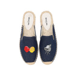 Ladies Summer Toe Slippers Sandals Flat Breathable Slip-On Espadrilles Denim Floral Embroidered Mules MartLion BBQ grill 5 