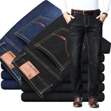 Men's Jeans Casual Straight Denim Pants Daily Work Jean Trousers MartLion   