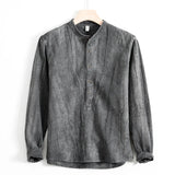 Men's Cotton Linen Shirts Henley Long Sleeve Casual Cotton MartLion   