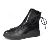 Red Men's High-top Sneakers Flat Designer Shoes Lace-up Casual Boots zapatillas hombre MartLion black V52 39 CHINA