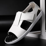 Summer Men's Roman Sandals Hollowed Out Breathable Casual White Sandals Casual Non-slip Soles Leather Shoes MartLion   
