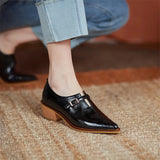 Spring Women Shoes Pumps Pointed Toe Chunky Heel All-match Casual Shoes Retro Med Heel MartLion   