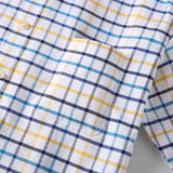Men's 100% Cotton Long Sleeve Plaid Checkered Shirts Single Patch Pocket Standard-fit Button-down Striped Casual Oxford Mart Lion   