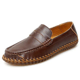 Summer Men's Genuine Leather Casual Shoes Thin Cross-Border Hand-Sewn Seam Head Layer Cowhide Walk Driving Mart Lion   