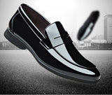 High-class Men's Casual Shoes Genuine Leather Spring Gentleman Patent Dress Shoes Hot Cool Black Slip-on Loafers Mart Lion   