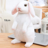 Simulation Kawaii Long Ears Realistic Rabbit Plush Toy Lifelike Animal Stuffed Doll Toys for Kids Girls Birthday Gift Room Decor MartLion sitting 18cm white  