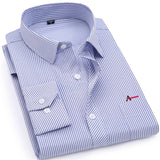 Striped Shirt Brand Clothing Pocket Men's Long Sleeve Shirt  Summer Slim Fit Shirt Casual Shirt Clo Mart Lion AAQS2111BULE T 38 