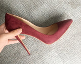 Pointed Shallow Mouth Suede Ultra-Thin High Heels 12cm Pumps Banquet Ladies Shoes MartLion   