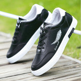 Men's Sneakers Casual Sports White Tenis Masculino Lace-Up Moccasin Trendy Flats Shoes Running Walking Mart Lion Black 8610 39 