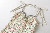 Summer Cherry Print Mini Dress Women Lace Slim Dresses MartLion   