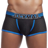 Classic Men's Underwear Sporty Breathable Mesh Boxer Briefs Transparent Underpants Gay Sissy Shorts MartLion 443blue XXL 