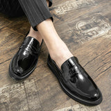 Shoes Loafers Men Patent Leather Wedding Shoes Black Casual Leather Shoes MartLion   