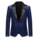 Men's Luxurious Sequin Plaid Suit Jacket Gold Silver Singer Host Stage Party Loose Dress Coats blazers MartLion   