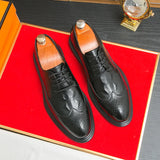 Men's  Leather Shoes Formal Dress Shoes Point-Toe Shoes Hollow Out Breathable Office Oxfords MartLion   