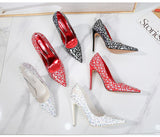 12cm High Heel Colorful Pumps Women's Shoes Pointed Toe Red Heels Patent Leather Female Mart Lion   