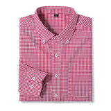 Men's Casual Cotton Oxford Shirt Single Patch Pocket Long Sleeve Standard-fit Button-down Plaid Shirts MartLion 2636-9 45-55kg 38 