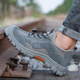 Summer Safety Shoes Men's Slip-resistant Industry Work Boots Anti-smashing Steel Toe Footwear MartLion   