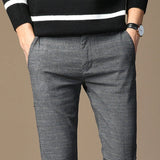 Men's Trousers Casual Elastic Straight Men Trousers  Striped Pants Clothes Man Trouser MartLion GRAY 32 