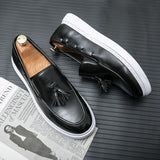 Flat Sole Leather casual shoes men's Slip loafers Leisure Spring Footwear Mart Lion   