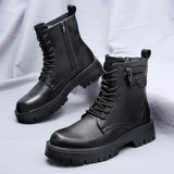 Men's English Style Thick Sole Design Men Boots  Layer Leather Casual Boots