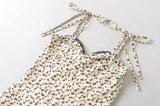 Summer Cherry Print Mini Dress Women Lace Slim Dresses MartLion   