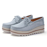 Spring Women Flats Shoes Platform Sneakers Slip On Flats Leather Suede Ladies Loafers Casual loafers MartLion GRAY 1 40 