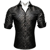 Luxury Christmas Shirts Men's Long Sleeve Snowflake Red Blue Green Gold White Black Slim Fit Male Blouses Tops Barry Wang MartLion 0509 S 