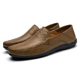 Classic Brown Loafers Men's Flat Casual Leather Shoes Slip-on Moccasins zapatos hombre MartLion khaki 8008 38 CHINA