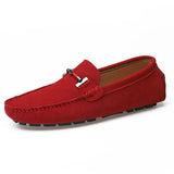 Genuine Leather Men's Loafers Casual Shoes Boat Driving Walking Casual Loafers Handmade Mart Lion Red 41 