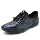 Men's Walking Driving Shoes Flat Office Dress Car Leisure Microfiber Leather Mart Lion Blue 6 