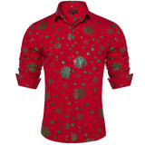 Men's Christmas Shirts Long Sleeve Red Black Green Novelty Xmas Party Clothing Shirt and Blouse with Snowflake Pattern MartLion   