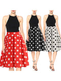 Summer Casual Women Midi Skirt Polka Dot Waist Retro Vintage  Pleated Party Skirts MartLion   