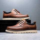 Men Leather Shoes Business Casual Shoes Flat Sole Casual Shoes Shock-Absorbing Footwear Wear-Resistant MartLion